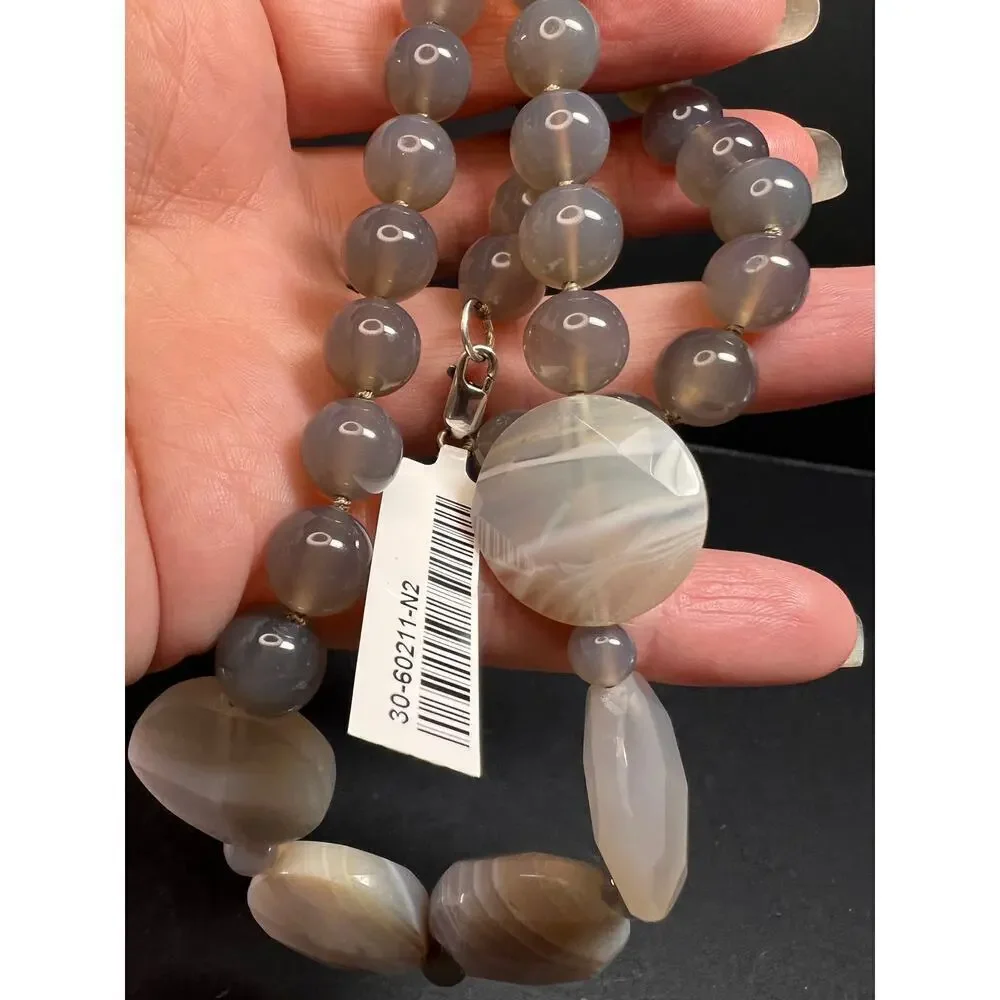 NEW Botswana agate necklace with sterling silver clasp